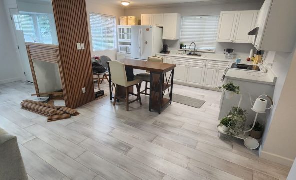 kitchen with laminate flooring